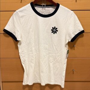 Volcom Women’s White Ringer T-Shirt with Black Trim.  NWT.